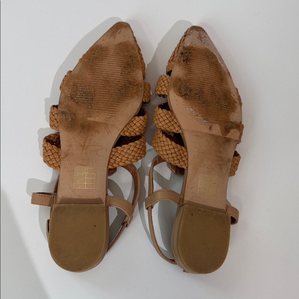 Anthropologie Angel Alarcon Fisherman Flats Tan Size 38 7 - Picture 8 of 9